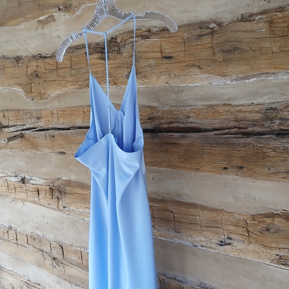 Cable & Gauge Blue V Neck T Back Satin Nightgown Medium - Picture 6 of 7